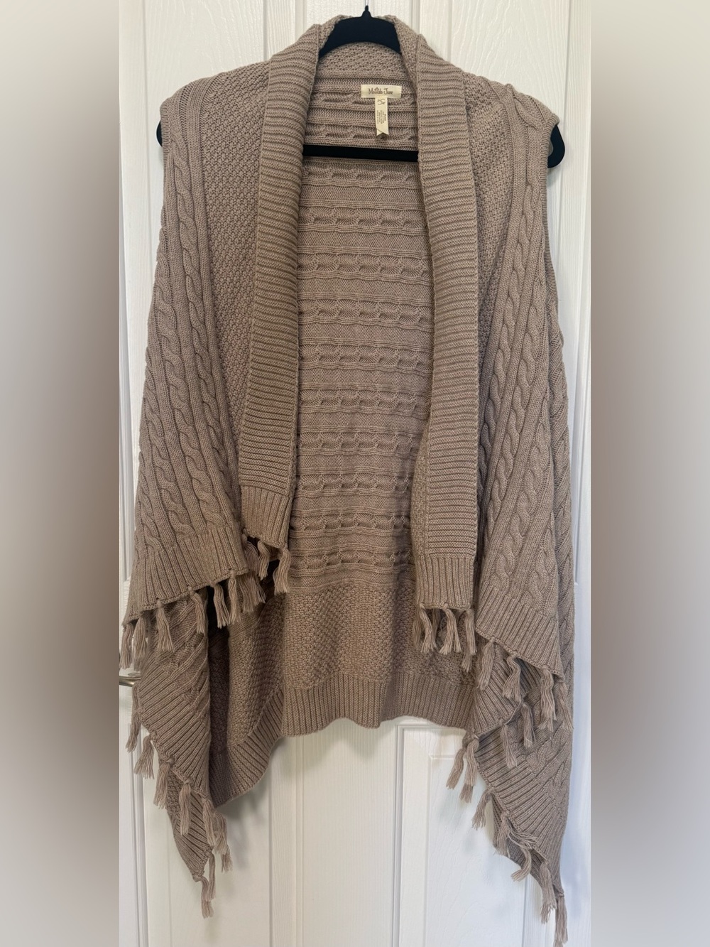 Matilda Jane Cable Knit Tassel Vest, Bohemian-Style Open Front Sweater Vest